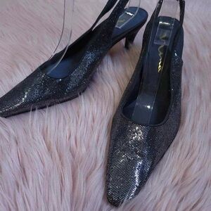 Nina Brown Sparkly Slingback Heels